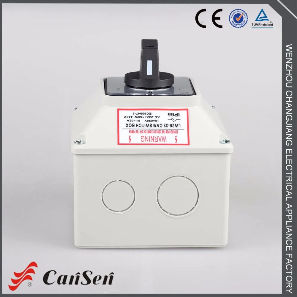 Переключатель переключения 1 0 2 3P AC 440V Ui 690V 32A 12 терминалов с защитной коробкой IP65