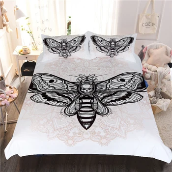 

White and Black Duvet Covers 3d Bed Linens Set Cotton for Home Textile Simple Animal Bed Sheet Pillowcase for Household Linen E