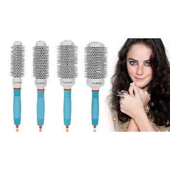 

New Professional Blue Aluminum Tube Hairdressing Styling Comb High Temperature Resistant Nylon Tooth Roll Comb