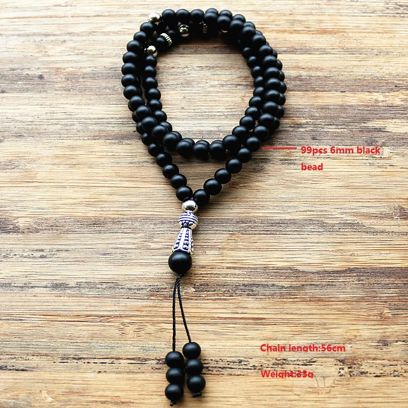 8mm and 6mm black beads with Alloy charm Shape 99 Prayer Beads Islamic Muslim Tasbih - Image 3