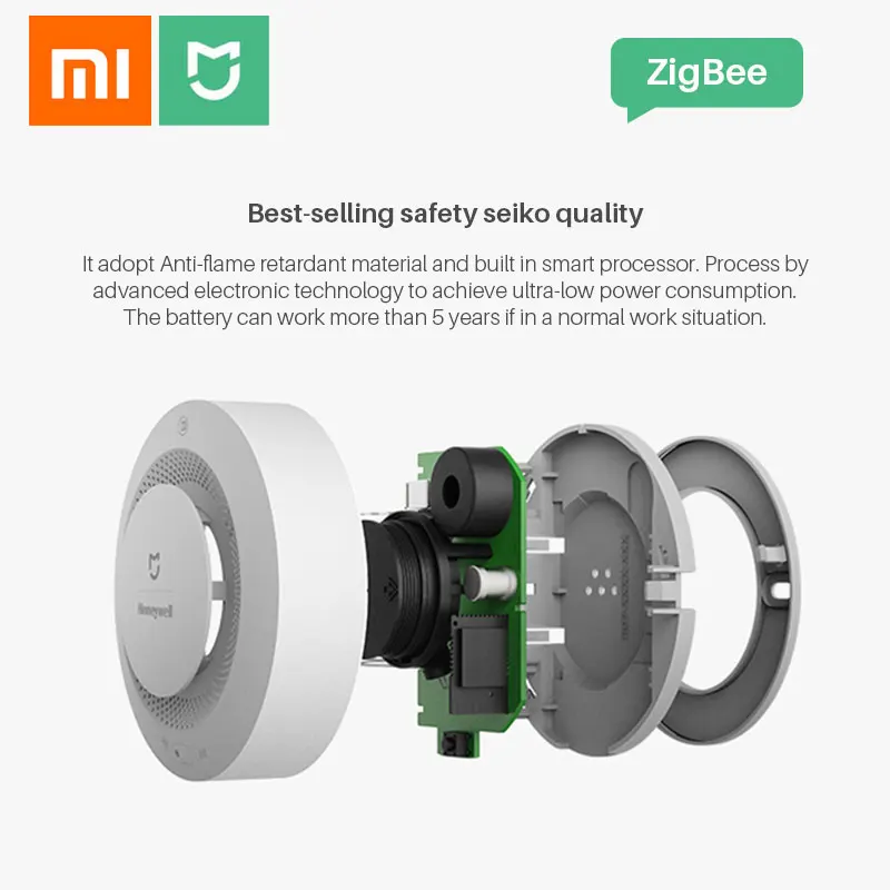 Датчик дыма Xiaomi Honeywell пожарной сигнализации звуковая и визуальная сигнализация