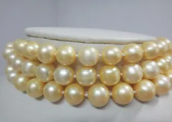 

AA#A>32" 9-10MM Natural South Sea Genuine Golden Pearl Necklace (A0327)