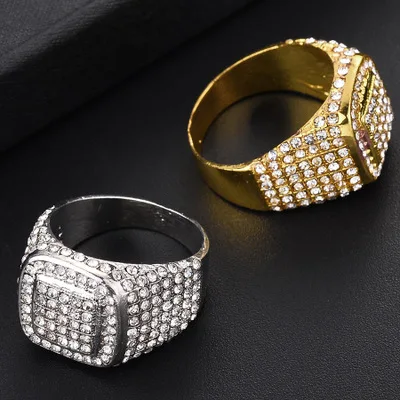 

Luxury Full Crystal Gold-color Big Stone AAA Cubic Zirconia Rings For Men And Women Male Metal Plated Zircon Wedding Ring R59