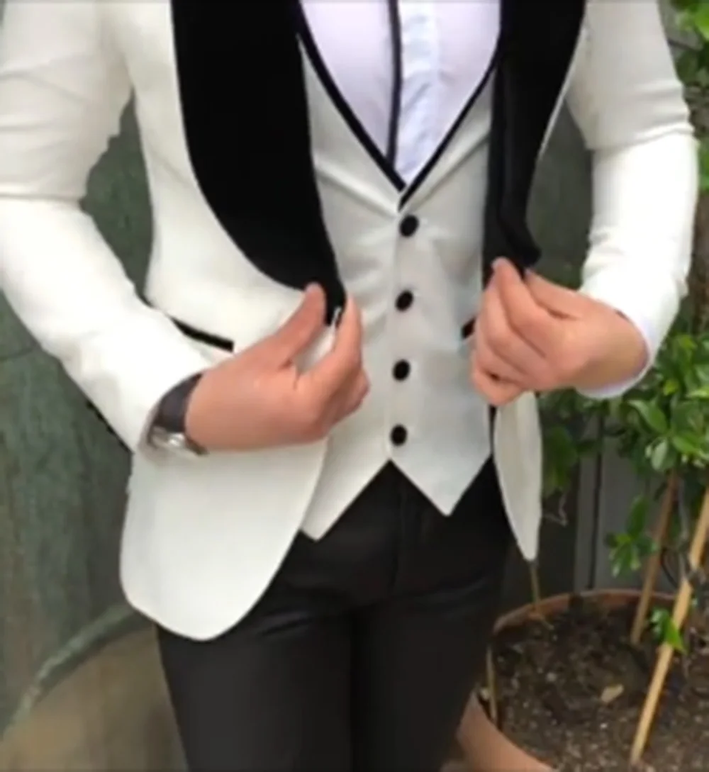 Aesido Модные мужские костюмы 3 шт. приталенные смокинги для выпускного вечера твидовые шали с отворотом свадебные, для жениха Блейзер жилет брюки