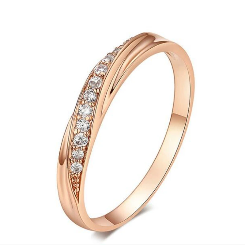 

Europe And America Copper Geometric Zircon Rings For Women Simple Temperament Rose Gold Colour Wedding Ring Jewelry Wholesale