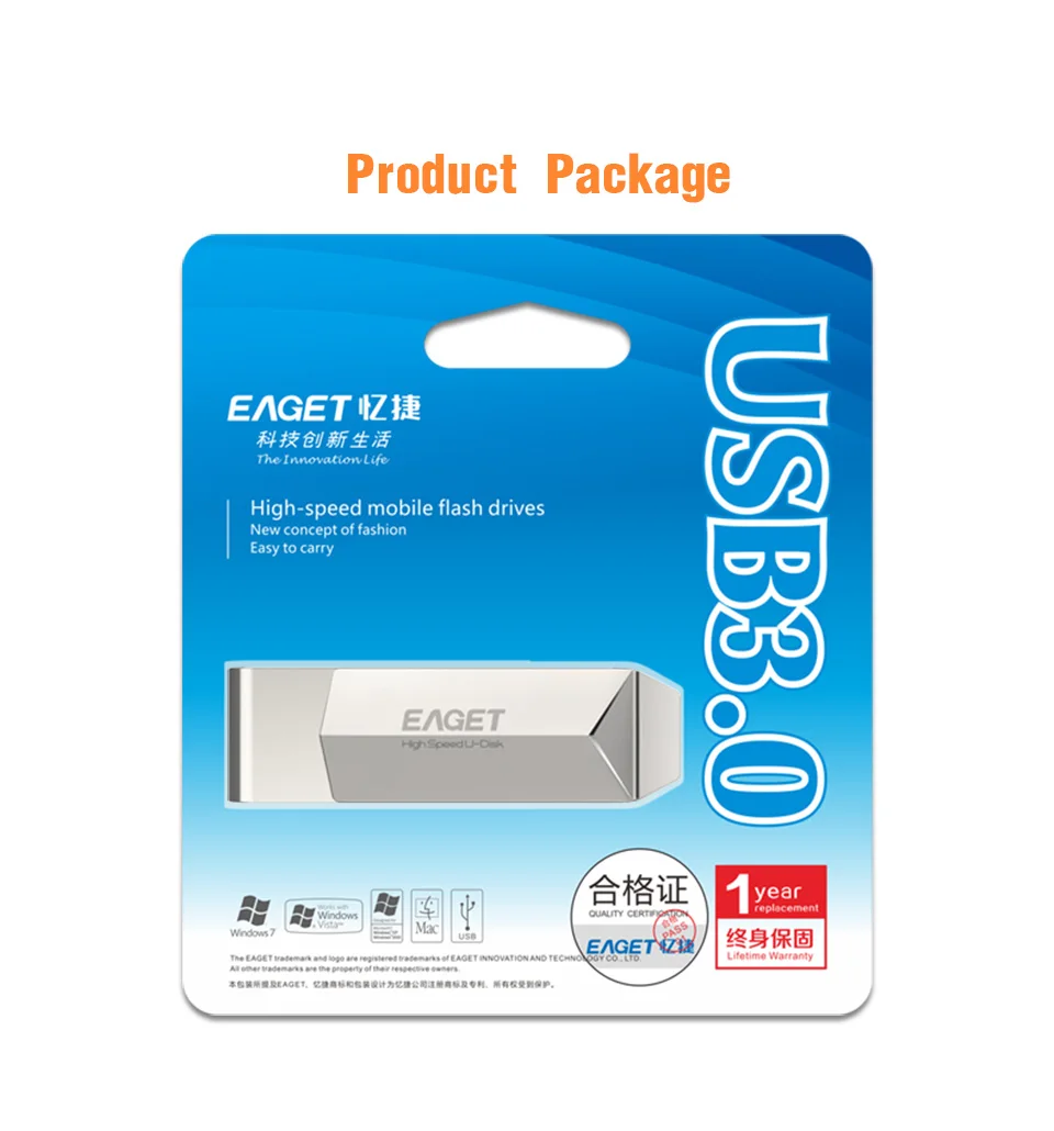 EAGET F70 USB флешка цинковый сплав случая высокого Скорость USB 3,0 16/32/64 ГБ U диска Dropship 360 градусов вращения