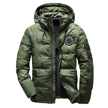 

New product Men Winter warm Feather Jacket men's Hooded camouflage parka jackets white mens thick jacket ultralight down jacket