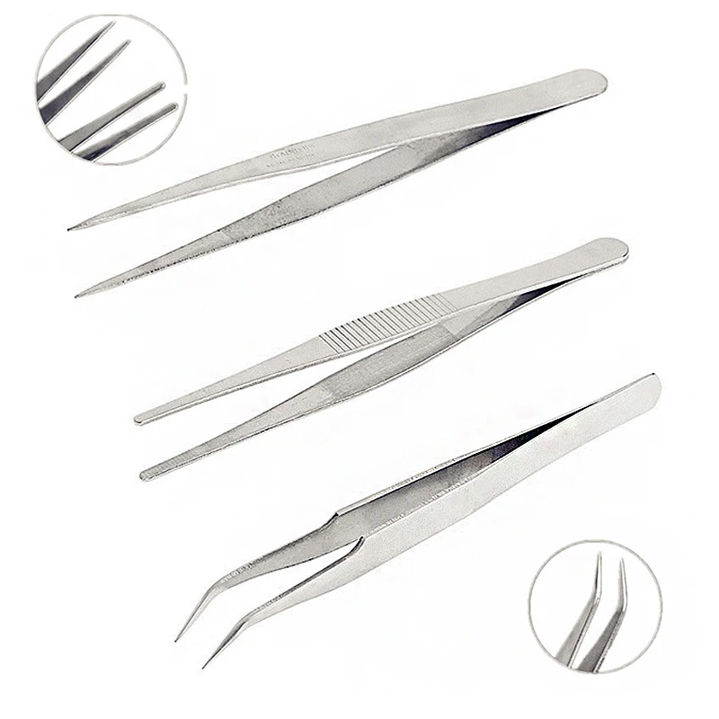 3pcs set Stainless Steel anti-static Tweezers Precision Repair Mounting Tool Set watchmaker Repair hand Tools Electronic DN142 (7)