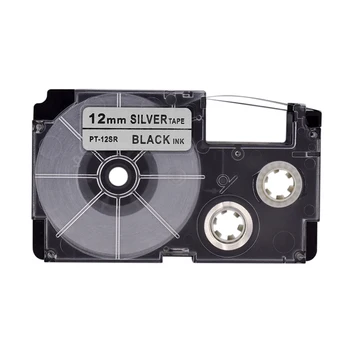 

PUTY tape PT-12SR 12mm Black on Silver labeling tape compatible Casio XR-12SR