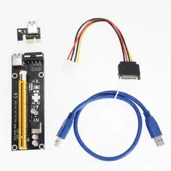 USB 3,0 PCI Express 1X к 16X Extender адаптер PCI-E Riser Card с SATA 15 Pin для 4pin Мощность кабель для добычи Bitcoin шахтер