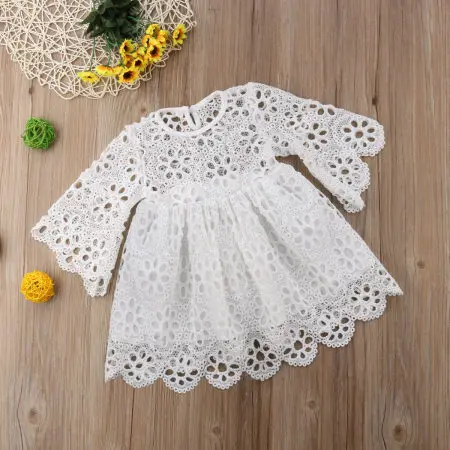 Mother Daughter Lace Wedding Dresses Family Look Shirts Dresses Photography Mom And Daughter Dress Parent Child Outfits - Color: White