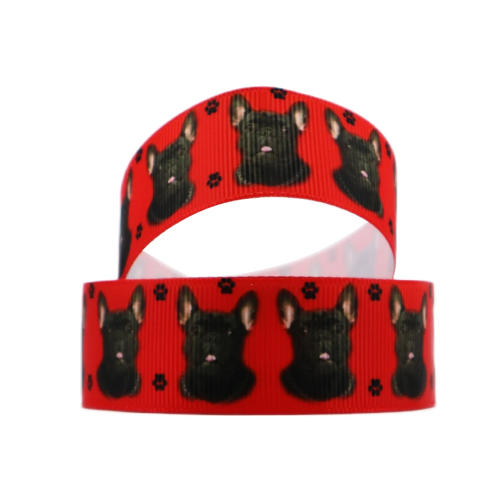

David accessories 1"25mm dog printed polyester grosgrain tape ribbon 5yds,DIY handmade materials,wedding gift wrapping,5Yc3576