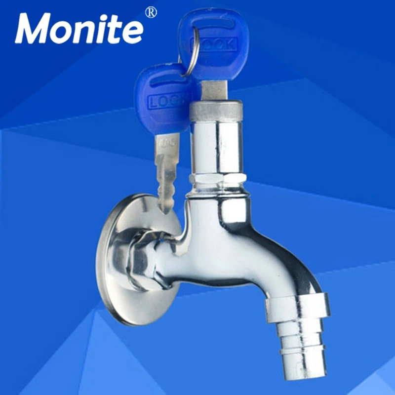 Soild Brass Single Cold Wall Mounted Washing Machine Bathroom Key Lock