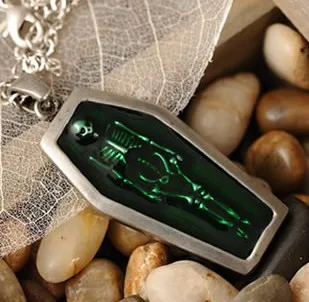 

green Gothic Bed Coffinkull Ancient CUTE-colorkel seton necklaceweater chain punk rock cool fashion jewelry