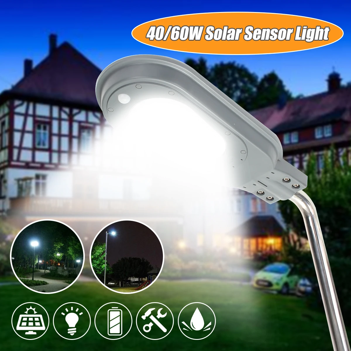 

Smuxi 40W Solar Light PIR Motion Sensor Light Control Wall Street Light Outdoor Garden Waterproof Wall Lamp Security Spot Lighti