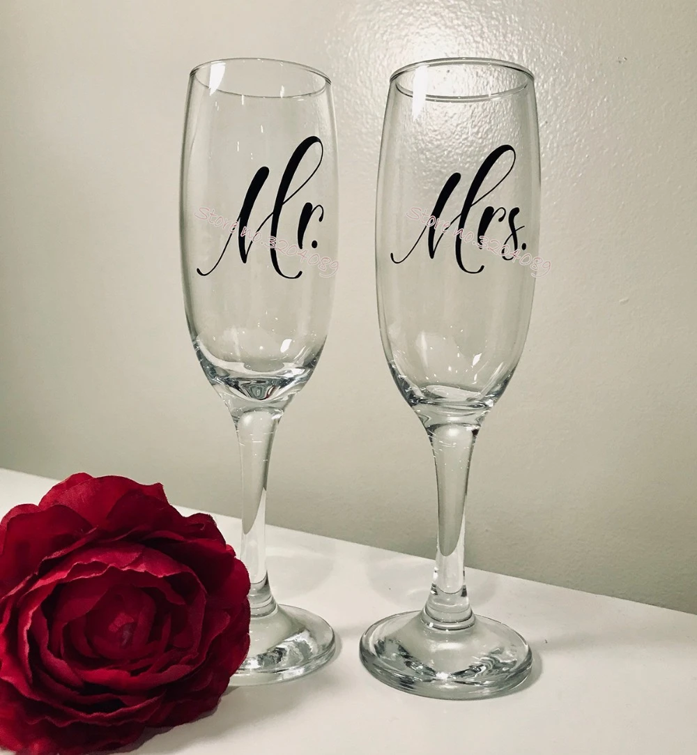18pcs/set Mr. & Mrs.wine Glasses Sticker Wedding Champagne Glasses Decal Newly Weds Toasting Cup