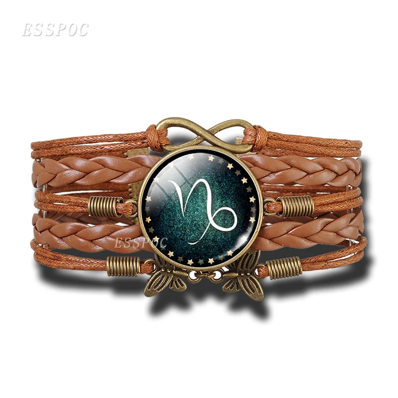 Fashion 12 Constellations Bracelet Divination Destiny Jewelry Zodiac Signs Leather Bracelets Birthday Gift Dropshipping