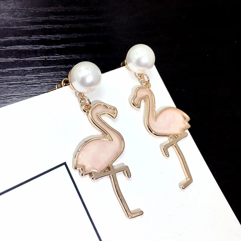 2018 New Fashion Cute Lovely Bird Design Dangle Earrings Pink Earrings
