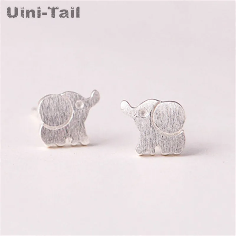

Uini-Tail hot new 925 sterling silver brushed big ears small elephant earrings cute fashion trend hypoallergenic jewelry ED177
