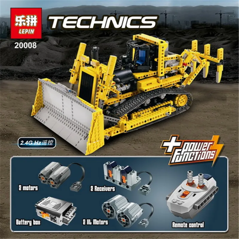

LEPIN 20008 1384pcs technic series remote control the bulldozer Model Assembling Building block Bricks kits Compatible 42030