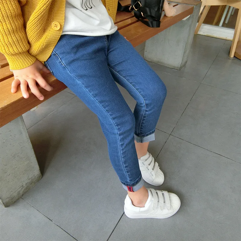 

DFXD Kids Denim Jeans New Fashion 2019 Spring Baby Girl Soild Color Skinny Pants Children Elastic Jeans Toddler Clothes 2-7Y