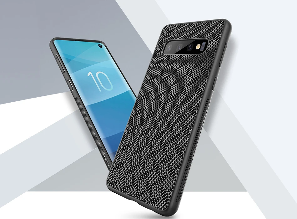 Nillkin Synthetic fiber Carbon PP Plastic Back Cover for Samsung Galaxy S10 Case 5.8'' thin for Galaxy S10 Plus / S10e case 6.1 4