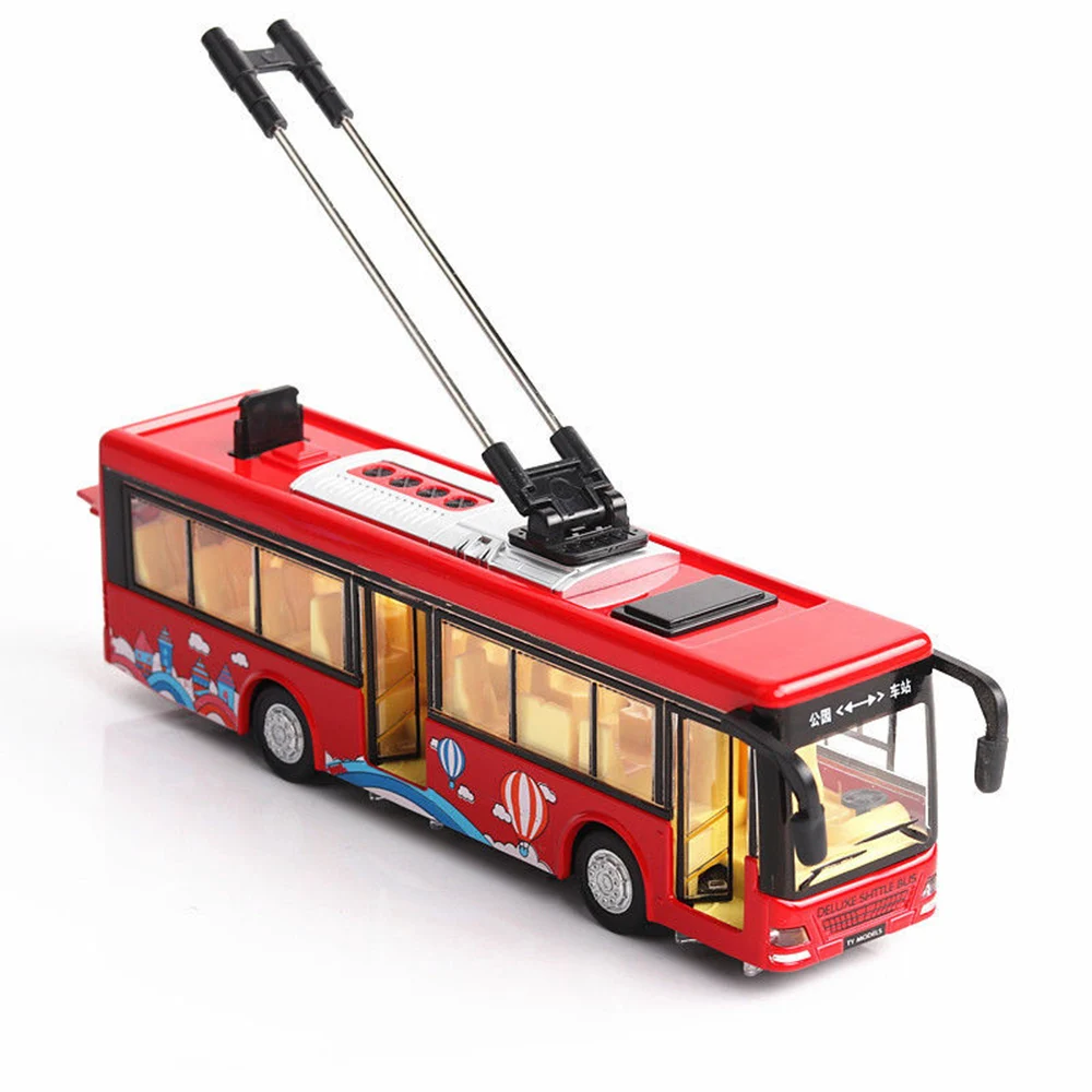 20 см, детские игрушки, сплав, модель экскурсионного автобуса 1/32, троллейбус, литой под давлением, трамвайный автобус, автомобиль, игрушка, W светильник и звуковые коллекции