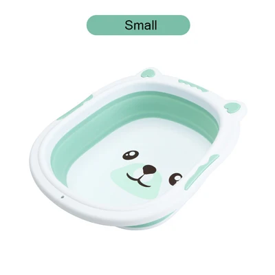 Складной детская ванночка легко носить с собой новорожденных мультфильм пластик умывальник утолщение ребенка лица ног Butt для ванной складной Открытый - Цвет: Green Small