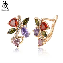 ORSA JEWELS, роскошные серьги-гвоздики для женщин, разноцветные AAA кубические циркониевые очаровательные серьги, трендовые женские ювелирные изделия для вечеринки, OME56-M