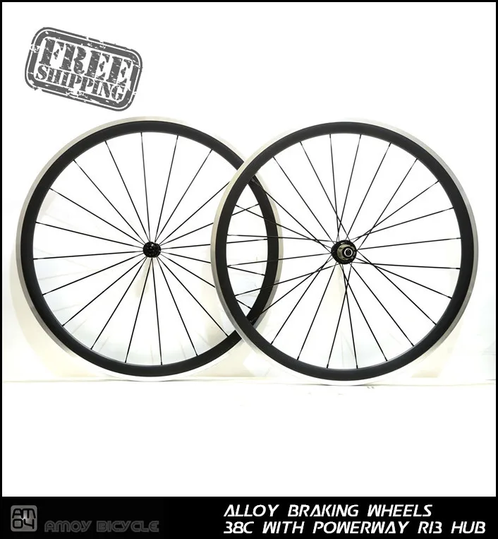 700c 38mm Alloy braking surface carbon wheels Clincher Road Bike Bicycle Wheels, Bitex Hub, bicycle wheelset