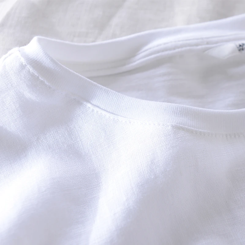 Дизайн Летняя хлопковая и льняная Футболка мужская брендовая белая Удобная футболка Мужская модная повседневная футболка для мужчин camiseta