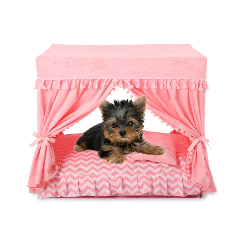 Princess Home For Dog Luxury Winter Summer Pet Court Kennel House With Cushion Bed Mats For Puppies Animal Yorkshire BeddingS Princess Home For Dog Luxury Winter Summer Pet Court Kennel House With Cushion Bed Mats For Puppies Animal Yorkshire BeddingS