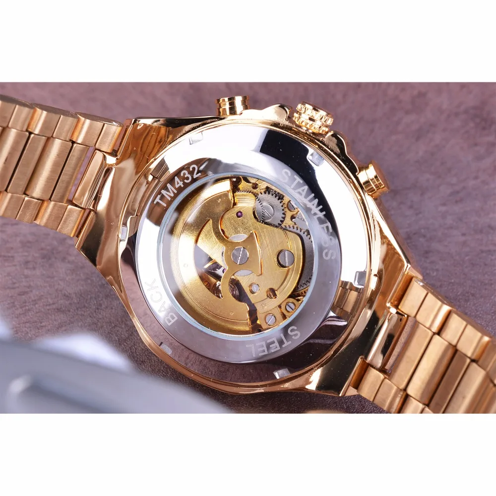 WINNER номер спортивный дизайн ободок золотые часы для мужчин s часы лучший бренд класса люкс Montre Homme Часы для мужчин Автоматический Скелет часы