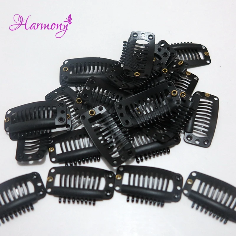 100 pieces/lot 32mm 9-teeth Hair Extension Clips Snap Metal Clips With Silicone Back For Clip in Human Hair Extensions Wig Comb 100 pieces/lot 32mm 9-teeth Hair Extension Clips Snap Metal Clips With Silicone Back For Clip in Human Hair Extensions Wig Comb