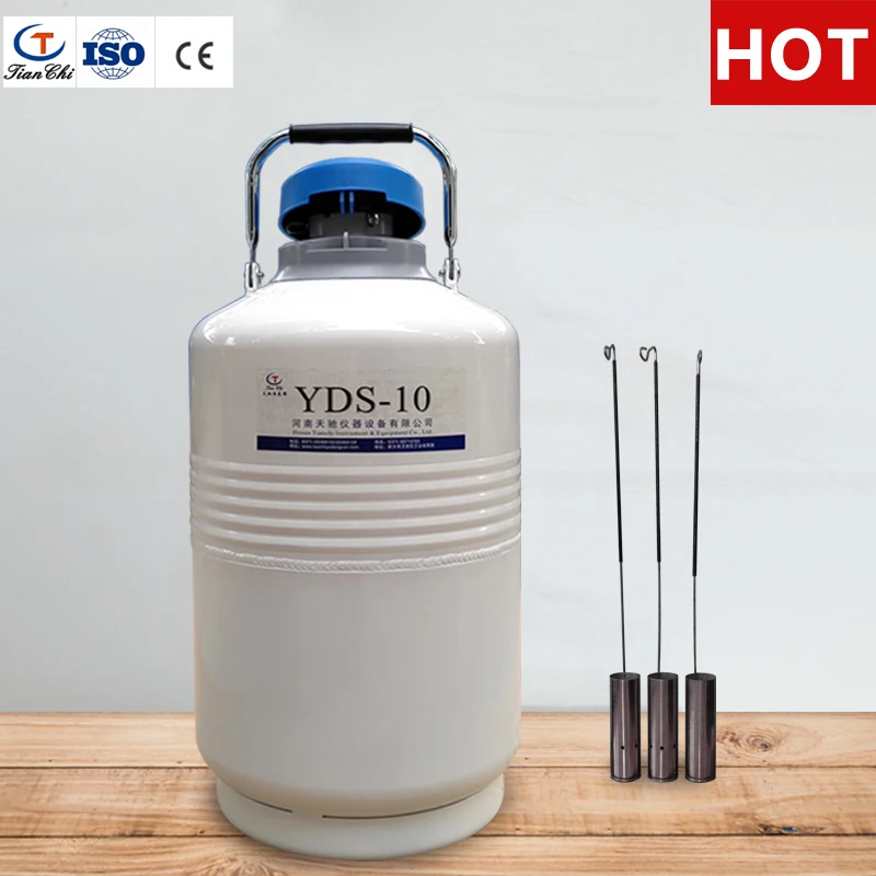 TIANCHI liquid nitrogen tank 10 Liter small storage semen dewar flask 10L 50 mm diameter with