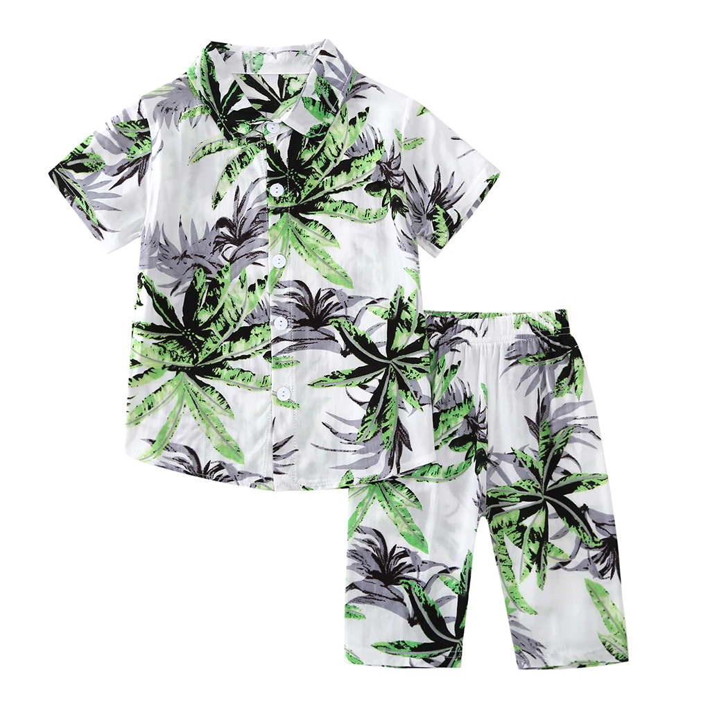 

Baby Summer Clothes 2019 Toddler Boy Clothing Children's Coconut Tree Printed Boys Short-sleeved Shirt + Trousers Suit