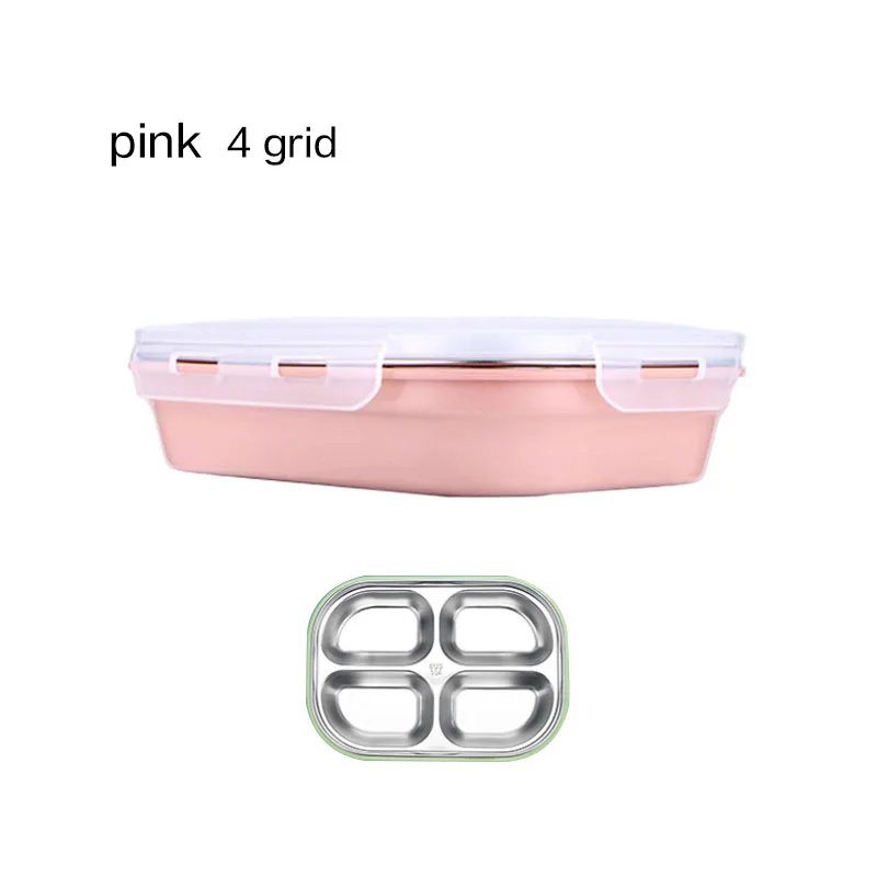 Pink-4 3/4/5 сетки Коробки для обедов Нержавеющая сталь Еда контейнер для детей школьные канцелярские посуда Еда контейнер для хранения Контейнер для обеда бенто коробка - Цвет: Pink-4