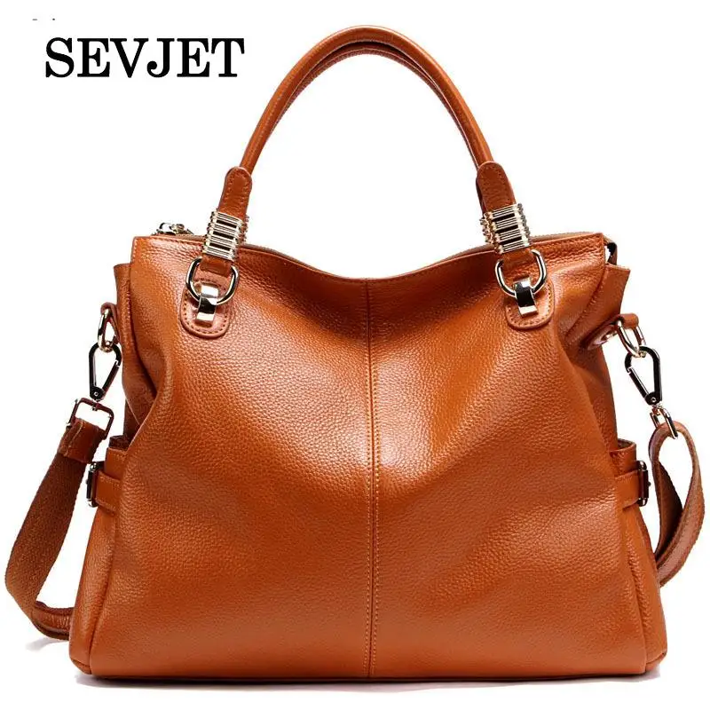 

Real Genuine Leather Women Handbag Luxury Brand Shoulder Bags Cowhide Tote Bag Solid Women Messenger Bags Ladies Bolsa Feminina