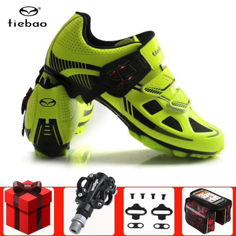 

Tiebao cycling shoes add SPD Pedal set sapatilha ciclismo mtb men women self-locking breathable bicycle mtb racing bike shoes