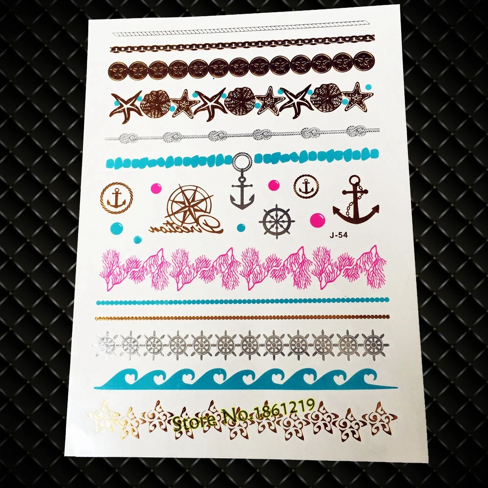 Best Quality Blue Ocean Temporary Tattoo Sticker Henna Best Quality Blue Ocean Temporary Tattoo Sticker Henna