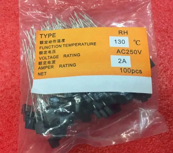 RH 130C RH 130Degree 130 Thermal Fuse temperature fuse 2A 250V fan motor thermal fuse 100pcs thermal fuse sensor