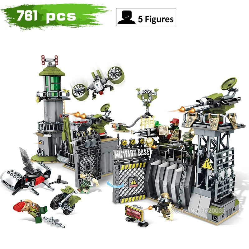 

compatible legoinglys Military WW2 camp site alert plan architecture Building Blocks figures with arms toys for children gift