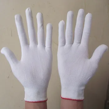 

white nylon Knitted Gardening Glove Work Protection Gloves