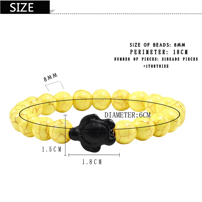 Простые мини Черепаховые браслеты для пары сверхъестественного цвета бирюзовые бусины матовый черный камень ручной цепи браслет для мужчин