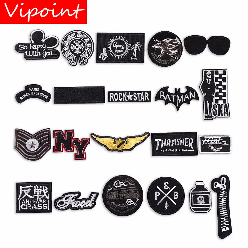 

VIPOINT embroidery army patches black letter patches badges applique patches for clothing YX-90
