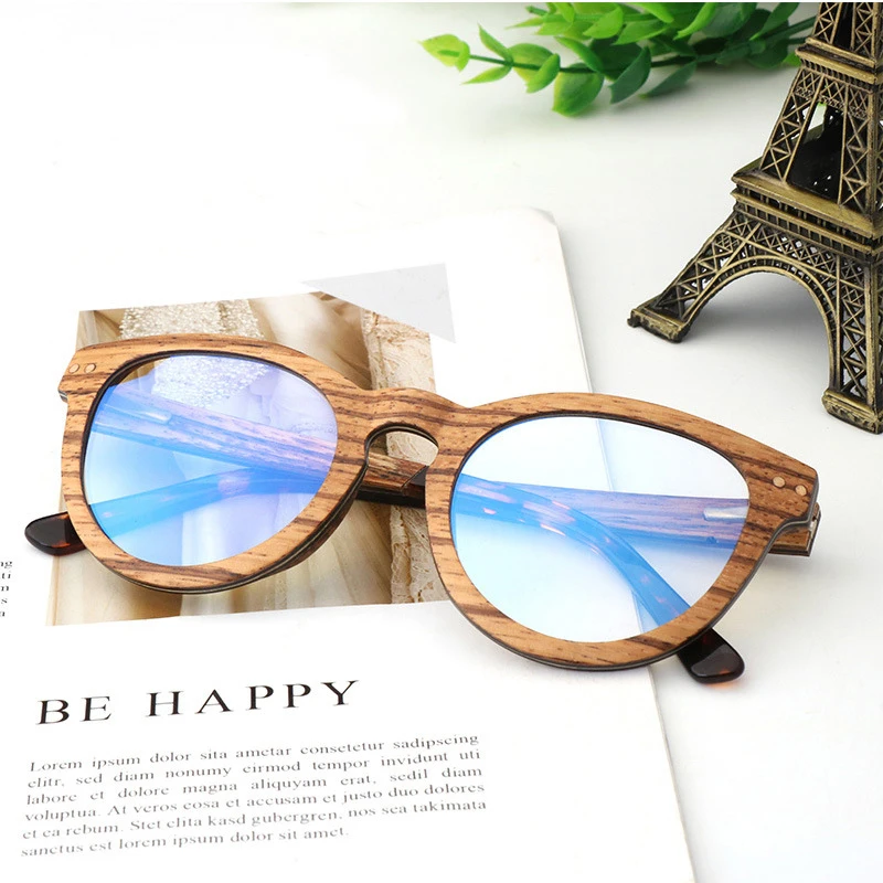 

Handmade Zebra Wood Anti blue rays computer Glasses Men Blue Light Coating Gaming Glasses protection eye Retro Spectacles Women