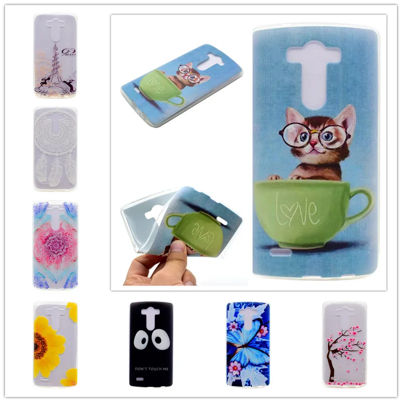 Ultra Thin Soft Phone Cover For LG G4 H810 H815 VS999 F500 H818 Flowers Painted Pattern Transparent Silicone Back Case |