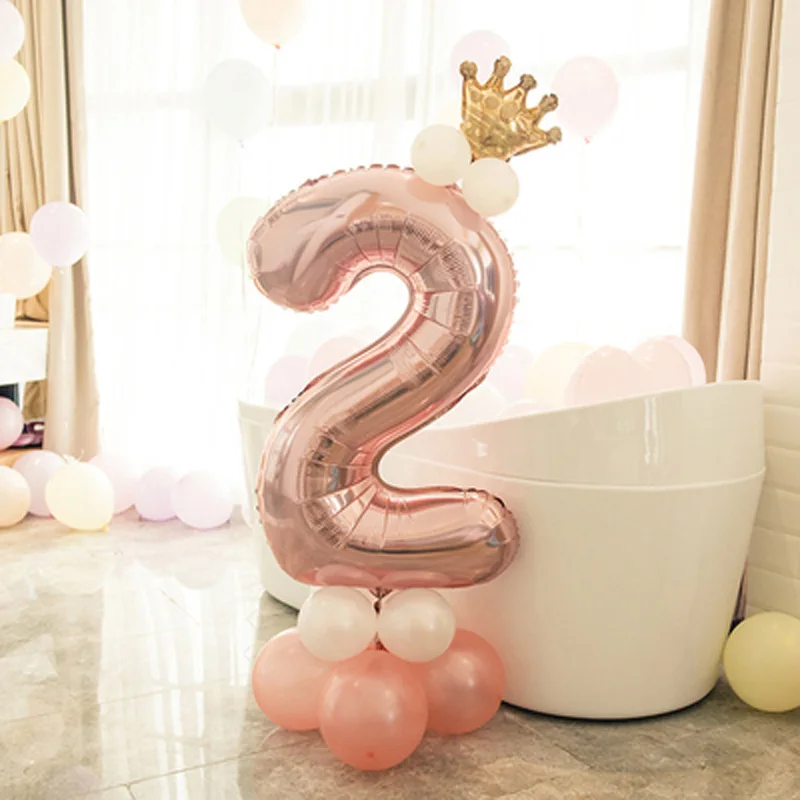 Happy Birthday Party Decoration 1st Birthday Latex Balloons Baby Shower Kids Birthday Decor 2 Year Old Number Confetti Balloon