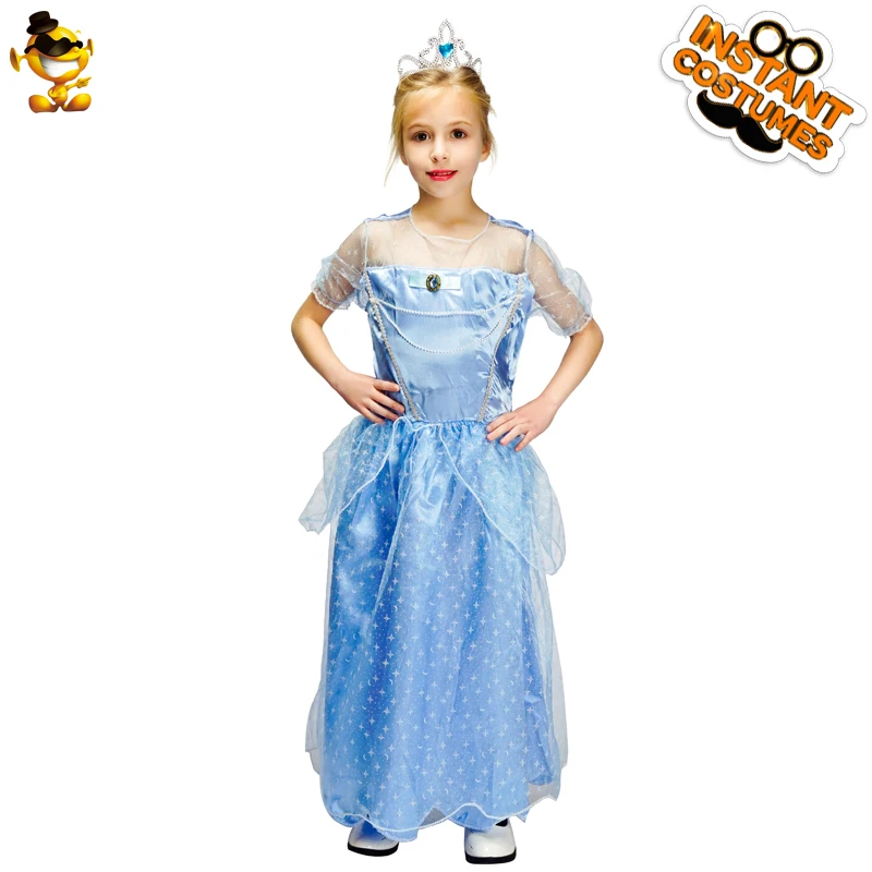 

DSPLAY Halloween Kids Blue Princess Dress Girls Fantasy Beauty Queen Fancy Dress Costumes For Carnival Party