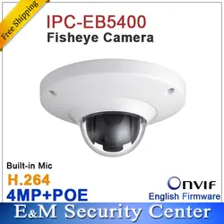 Оригинальный нейтральный пакет dahua 4MP сетевой рыбий глаз Встроенный микрофон Поддержка SD карты CCTV IP POE ИК камера IPC-EB5400 без логотипа